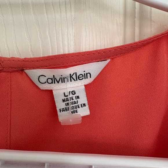 Women’s Calvin Klein Orange Sleeveless Blouse with Keyhole Detail size large - Picture 2 of 8